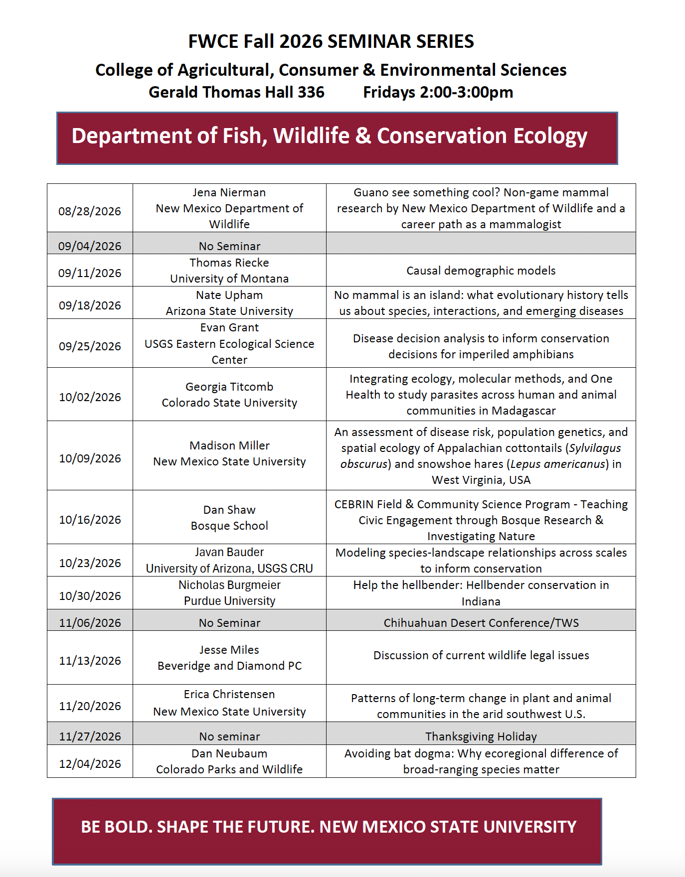 Fall 2026 Seminar Flyers
